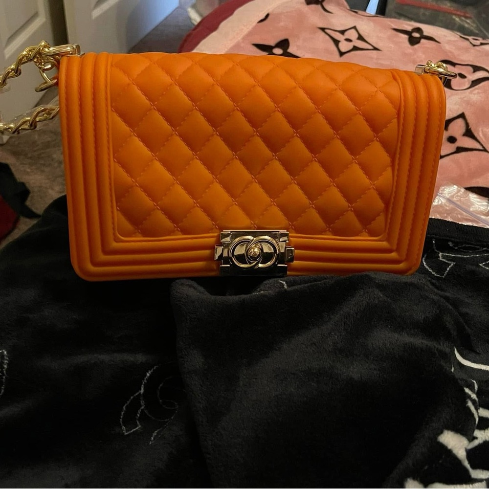 Orange Quilted Women's Bag